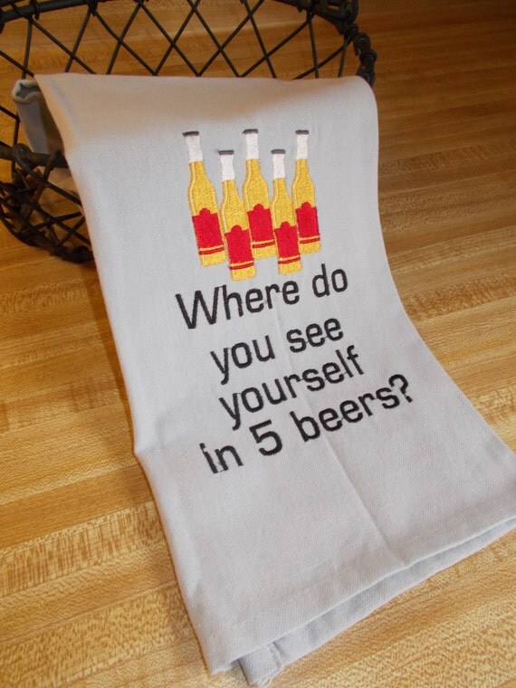 Beer Lovers Towel Funny Beer Towel Beer Embroidered