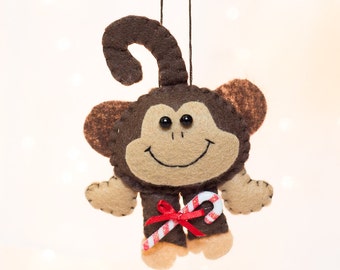 MONKEY CHRISTMAS ORNAMENT Wood Carving. A cute and original