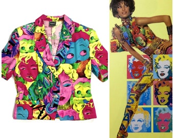 Vintage VERSACE Marilyn Monroe Betty Boop Cartoon Blouse Top Blazer