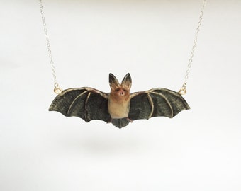 Big-Eared Bat Necklace - Halloween Jewelry - Halloween Costume Necklace - Made to Order - Handmade Bat Necklace