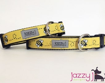 Yellow Busy Bumble Bee Dog Collar