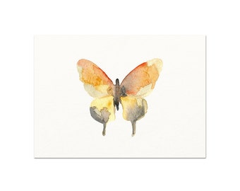 Watercolor Butterfly Art Print. Orange & Gray Butterfly Art. Pastel Butterfly Wall Decor. Baby Shower Gift. Modern Nature Gallery Wall Art.