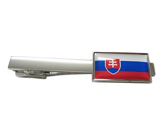 Thin Bordered Slovakia Flag Square Tie Clip
