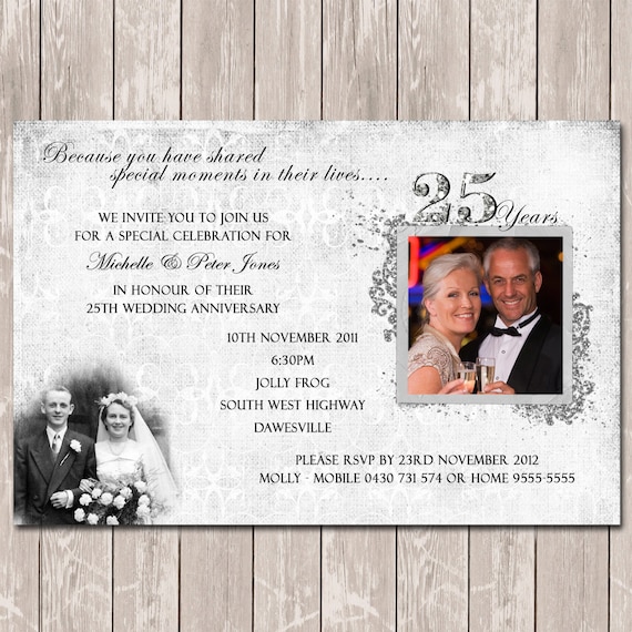 25th, 50th, 60th Photo Personalised Wedding Anniversary Invitations - YOU PRINT Il_570xn