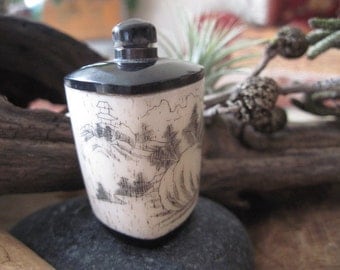 Vintage Chinese Carved Bone Snuff Bottle