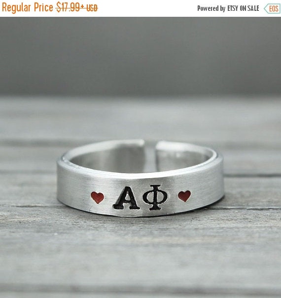 Alpha Phi Ring, Sorority Ring, Alpha Phi Jewelry, Hand Stamped Ring