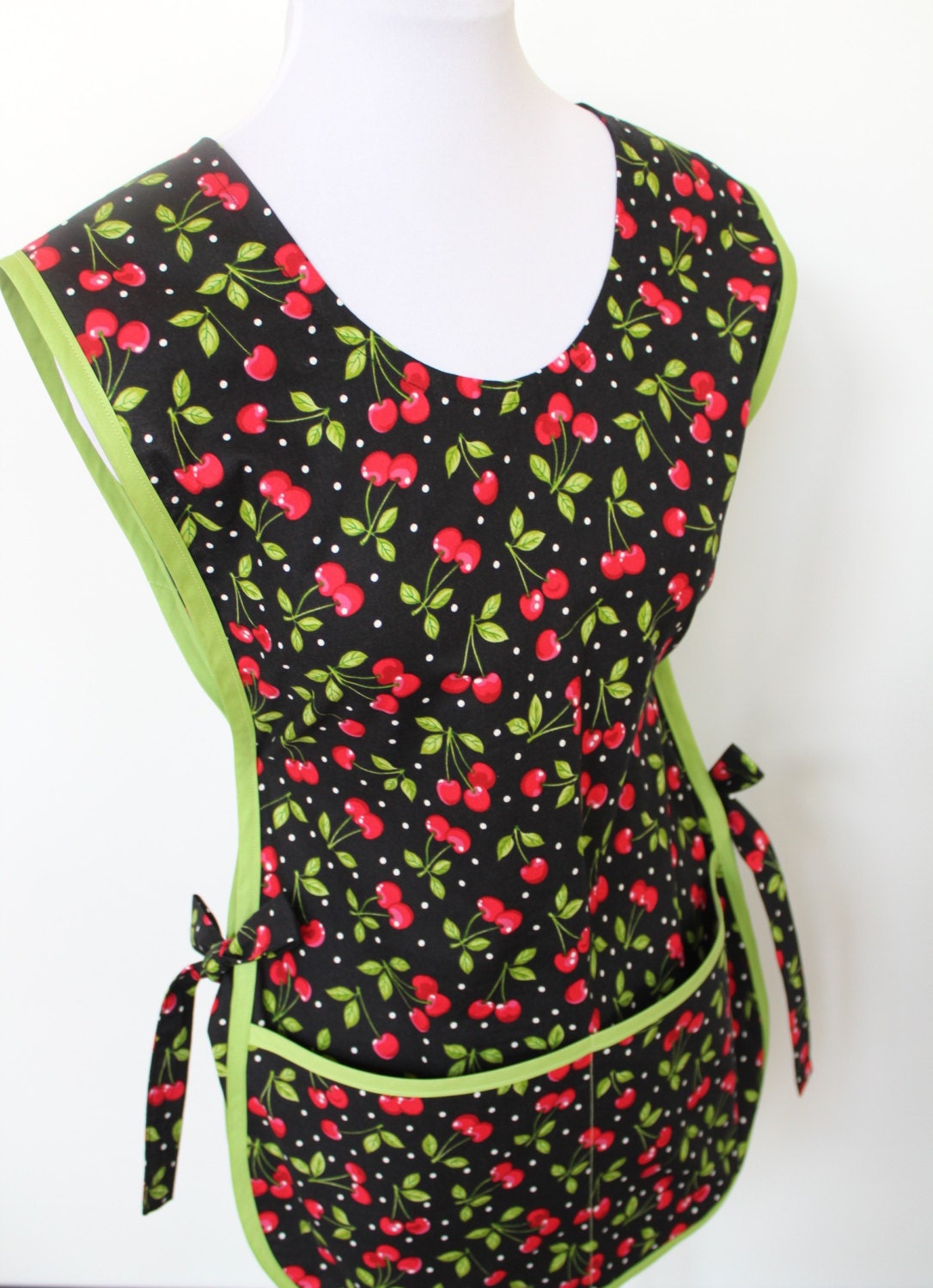 Super Cherry Cobbler Smock Style Apron Cotton Apron with two