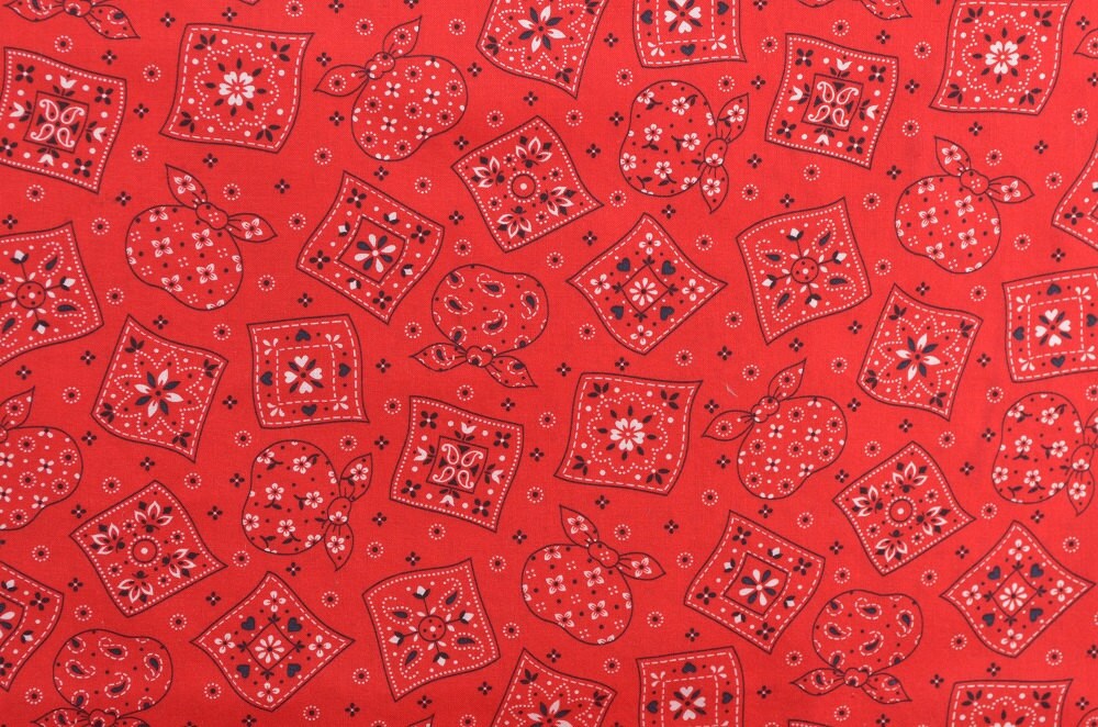 Red Bandana Fabric Cotton Quilting Fabric Red Fabric