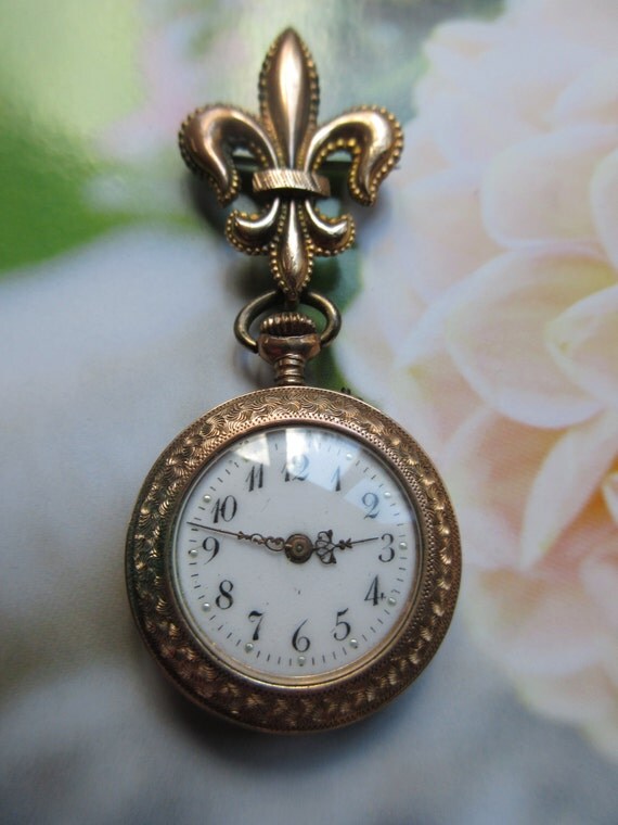 Antique Lapel Pin Victorian Pocket Watch by AndOnToWillow on Etsy