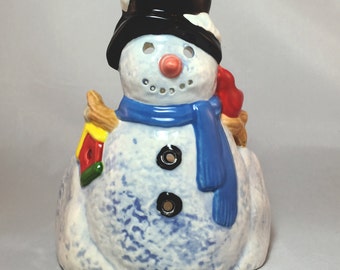 ceramic snowman with light – Etsy