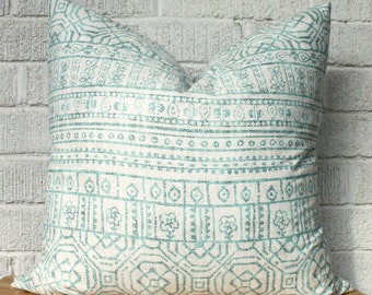 Pale Blue and White Kilim Pillow Cover, Tribal, Aztec, Boho,