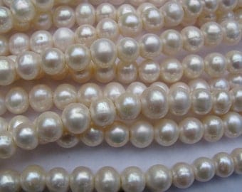 Large Hole Pearls 8mm round Potato Fresh water Pearl 1(one strand) FREE shipping