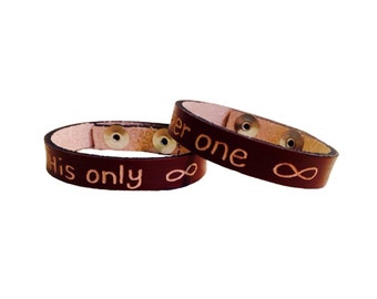 Matching Bracelets For Couples, Personalized Leather Bracelet, Engraved Couples Bracelet, Her One His Only Bracelet
