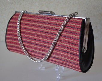 Vintage Japanese handbag or clutch purse, 1970s vintage straw kimono bag