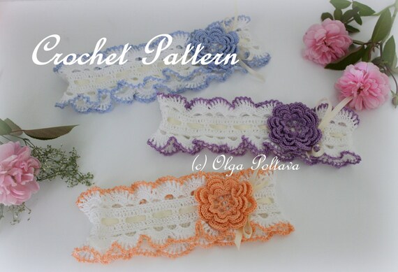 easy crochet headband lace Headband, Rose Crochet Pattern, Baby Size Irish 3 0 Headband Lace