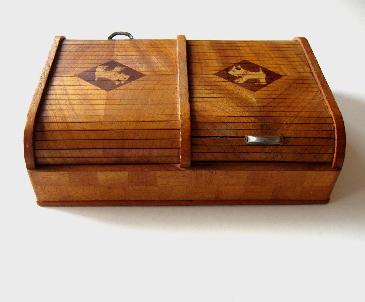 SALE Vintage wooden roll top cigarette holder Made in Japan