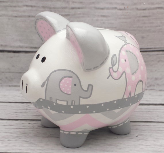 Personalized Piggy Bank Artisan Hand Painted Ceramic Piggy