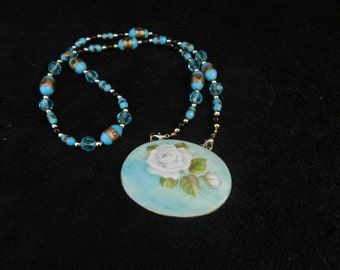 Vintage Porcelain Pendant: Porcelain Jewelry