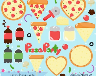 INSTANT DOWNLOAD, pizza clipart and pizza party vectors for crafts and products