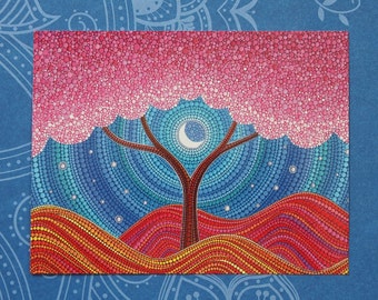 Moonlit Blossoms- Art Postcard by Elspeth McLean