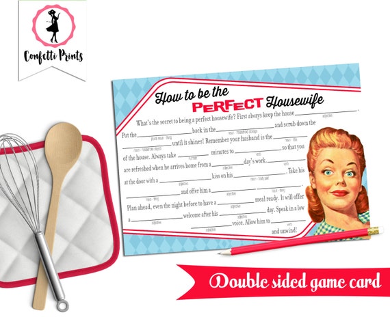 Bridal Shower Game - PERFECT HOUSEWIFE | Bridal Shower Mad Libs | Retro Bridal Shower | Printable Shower Game | 50s Housewife Game | 1950s Il_570xn