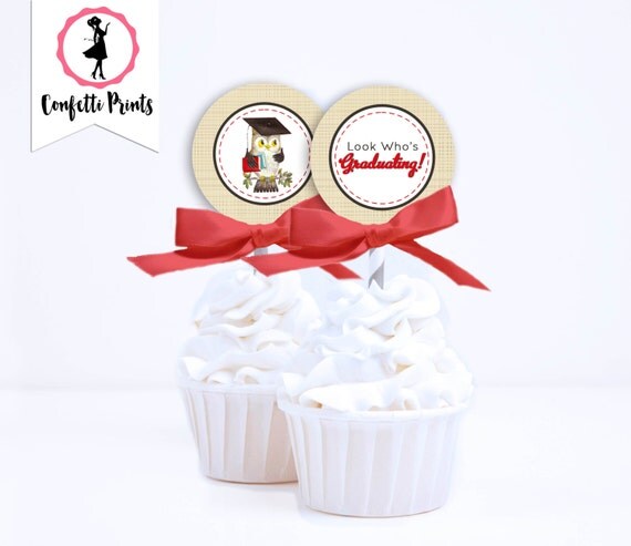 Graduation Cupcake Toppers | Graduation Party Decorations | Graduation Party Decor - LOOK WHO'S GRADUATING Printable Il_570xn