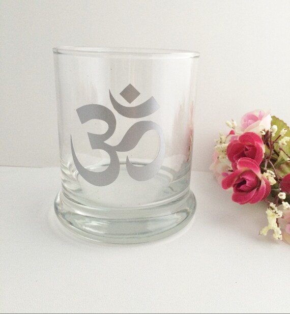 Aum Om Glass Candle Holder Yoga candle holder Mediation