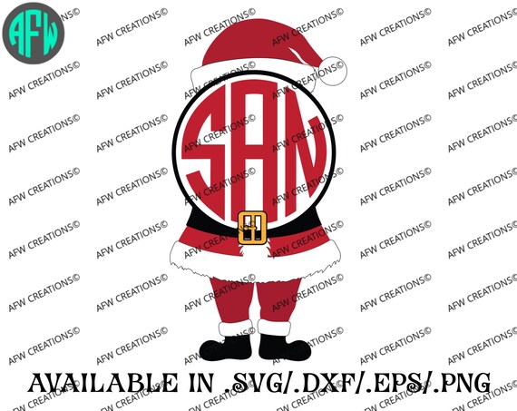 Digital Cut File Christmas Monogram Santa by AFWifeCreations