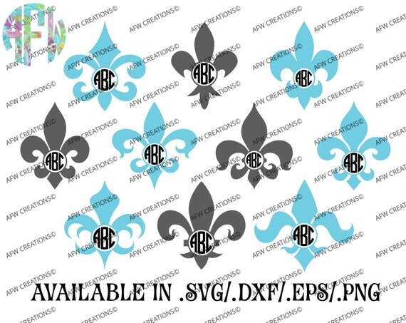 Download Digital Cut File Monogram Fleur de Lis SVG DXF by ...