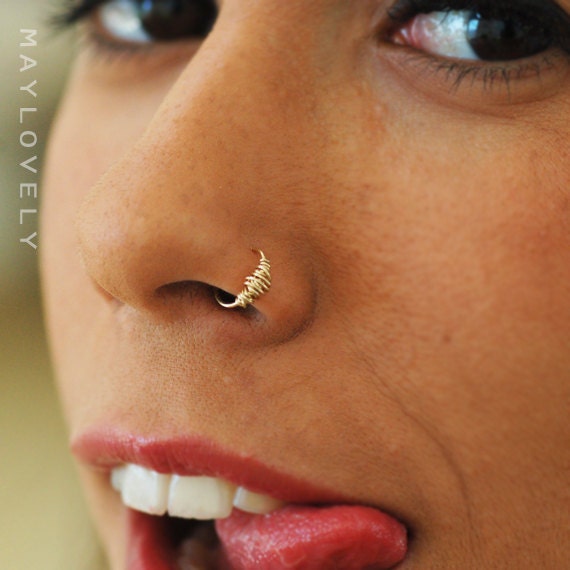 Small gold nose ring 24/22 /20/18 GAUGE silver nose ring