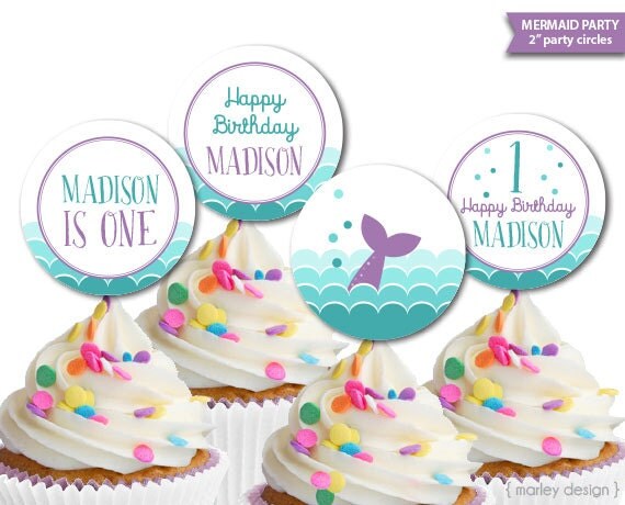 Mermaid Party Cupcake Toppers Printable Mermaid Decor Mermaid Birthday Mermaid Toppers Under The Sea Personalized Mermaid Tag Girls Birthday Il_570xn