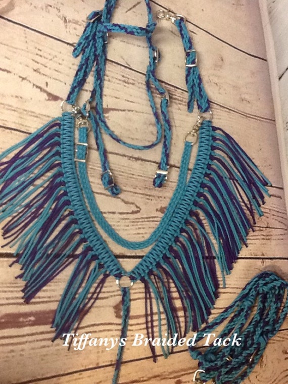 Items similar to horse tack set, Fringe breast collar, paracord horse