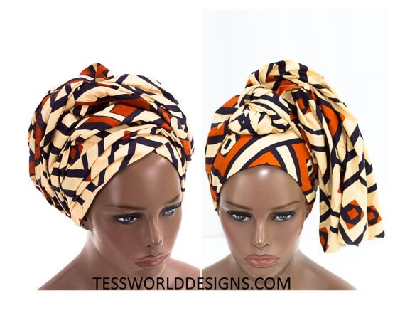 Kuba Head wrap Orange / Head wrap Scarf / Headwrap / Head