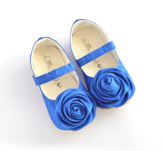 Blue Wedding Shoes Flower Girl Shoes Baby Shower by littleserah