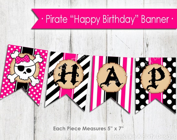Pirate Happy Birthday Banner Free Printable