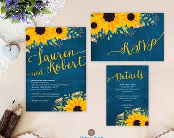 Sunflower Wedding Invitation Packages Invites RSVP Postcard Enclosure Card Sunflower Wedding Invitation Packages Invites RSVP Postcard Enclosure Card