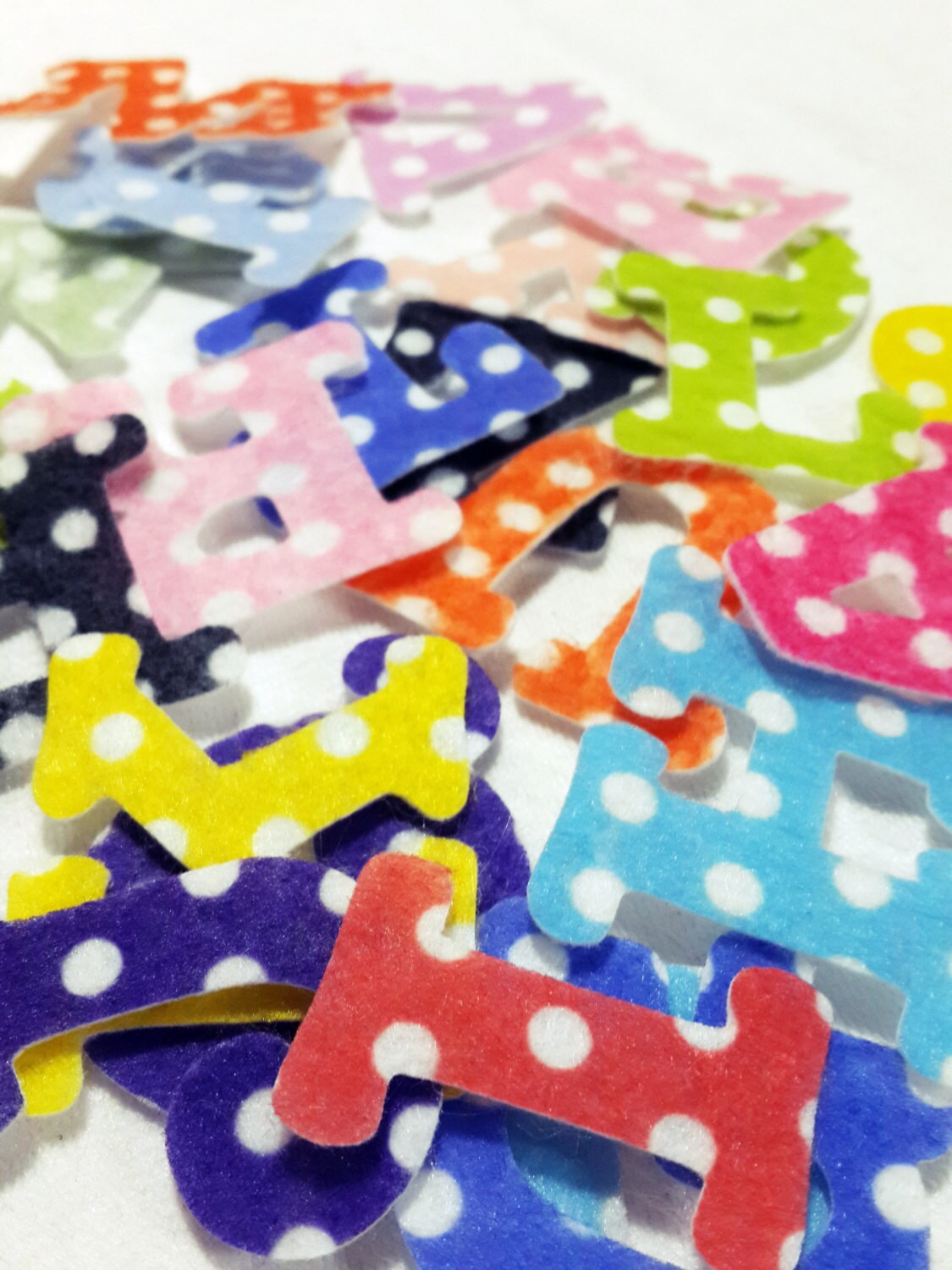 Printed Felt Capital Letters Great for Learning 1.1/2" Polka Dot