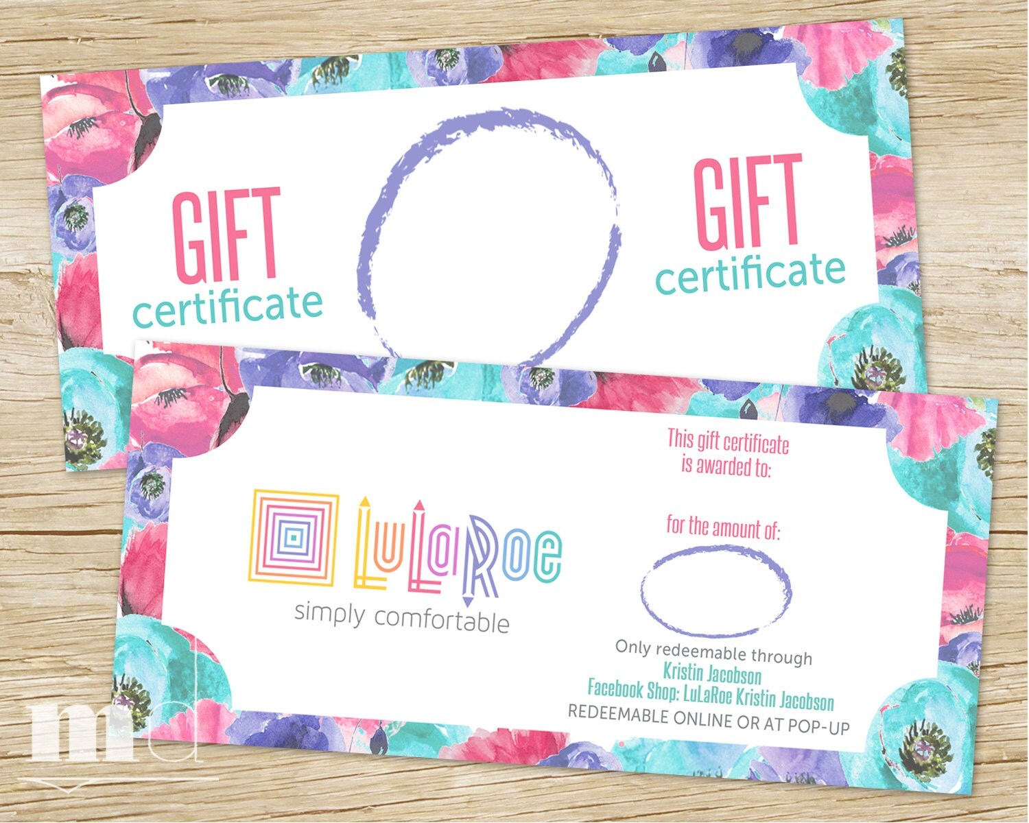 LuLaRoe Gift Certificate LulaRoe Gift Card by MulliganDesign