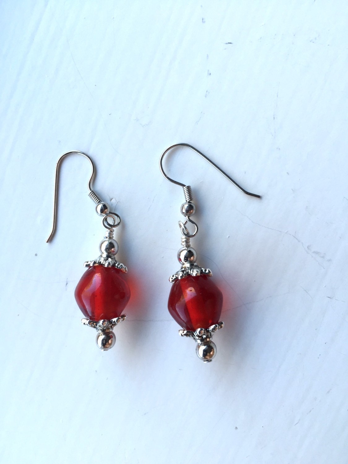 Ruby red earrings Ruby red jewelry Dangle by UniquelyArdath