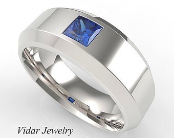 Diamond and Sapphire Men's Ring Cool Mens Ring Mens