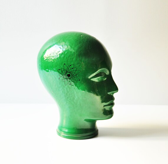 Vintage Green Glass Mannequin Head
