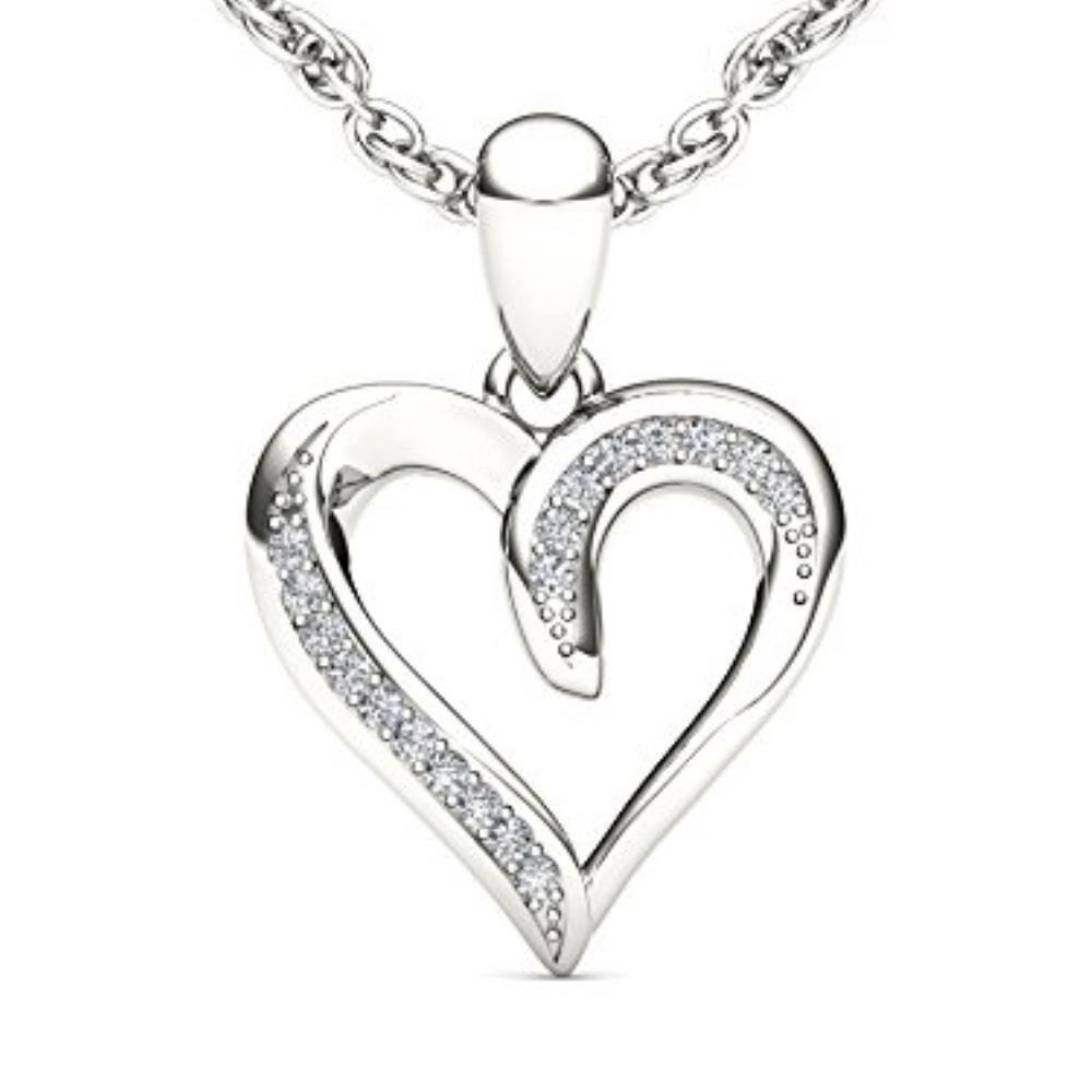 10Kt White Gold Diamond Heart Shape Pendant