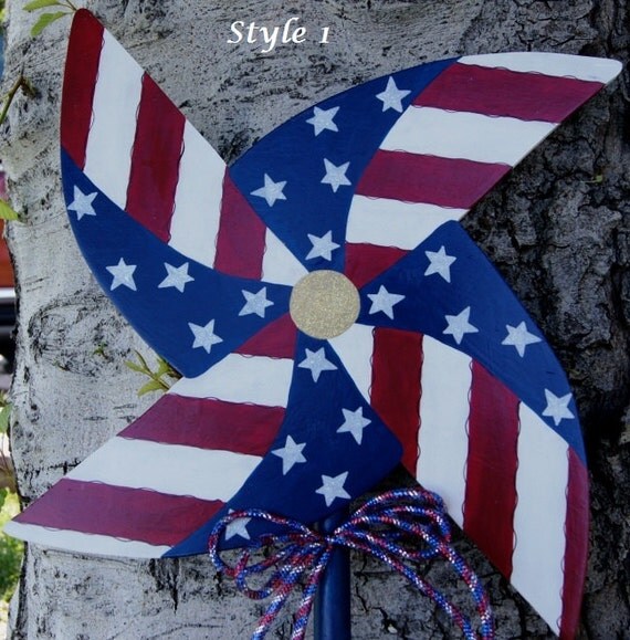 Patriotic or 4th of July Pinwheel Yard Stake Yard by Cherables