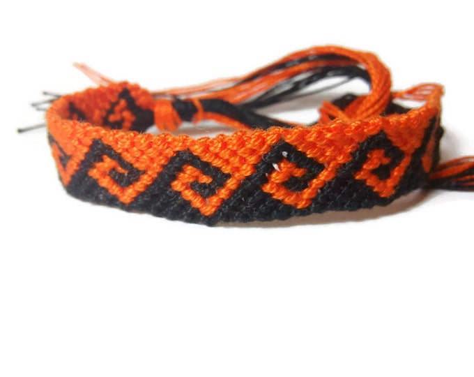 Knots for a Cause - Orange and Black Greek Wave Macrame Knotted Friendship Bracelet Wristband