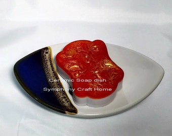 Ceramic soap dish, soap dish, home decor, bath and beauty, gift, Red, bath room, guests room, soap bar, Soap