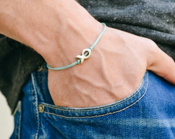 Men's bracelet, turquoise bracelet for men with silver plated Fish charm, fisherman gift, sea world, gift for him, nautical jewelry for men