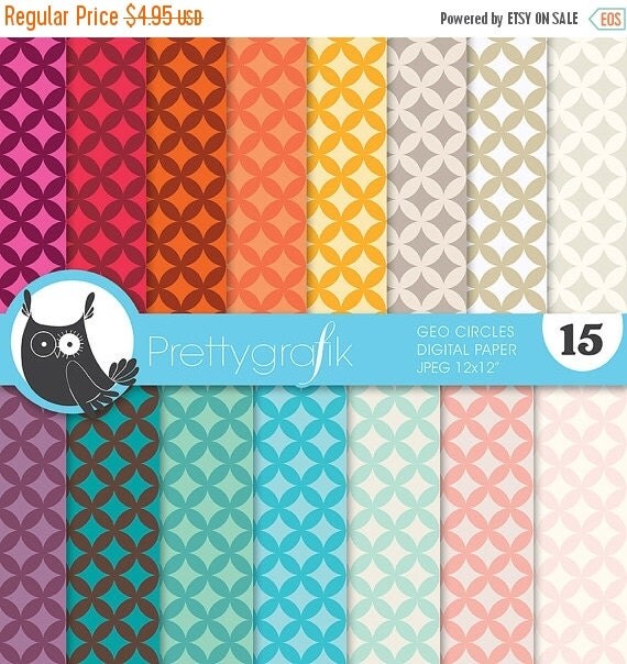 80% OFF SALE geometric circles digital paper, commercial use, scrapbook papers, background - PS633 Il_570xn