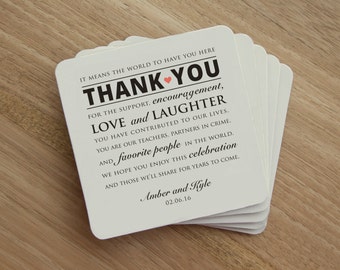 Drink Coaster - Wedding Reception Thank You - Personalized Wedding Thank You - Personalized Wedding Coaster - Wedding Party - Wedding Favor