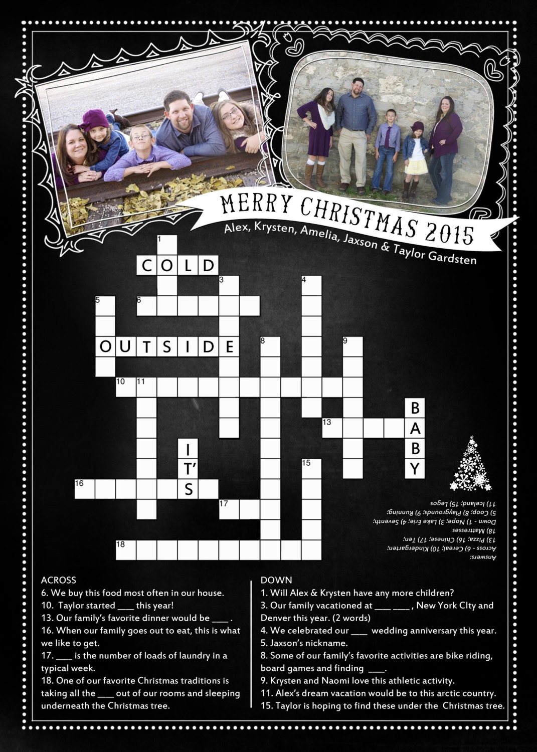 Crossword Puzzle Christmas Card By RedapplePRINTS On Etsy