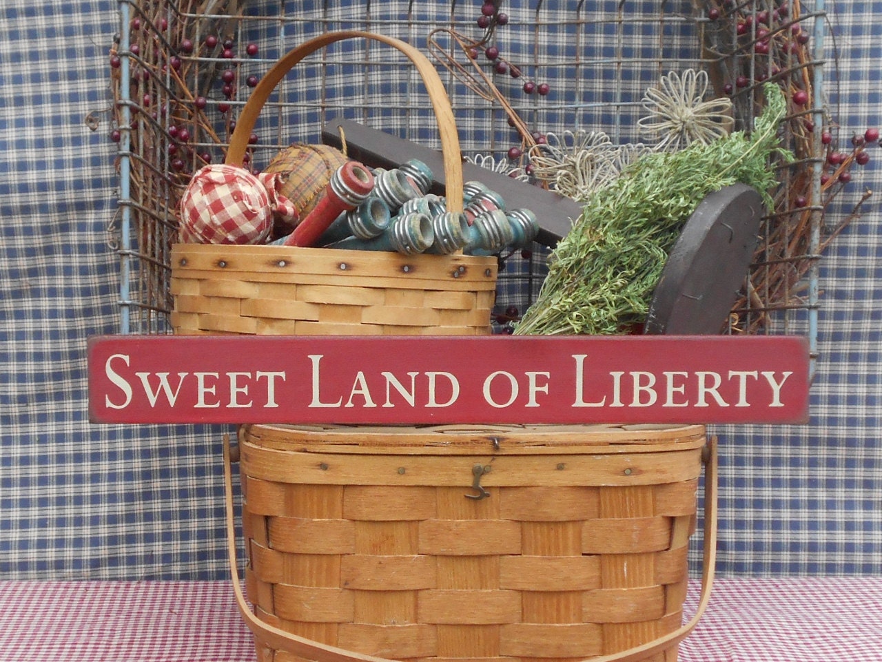 Download Sweet Land of Liberty painted wood sign 2.5 x 20